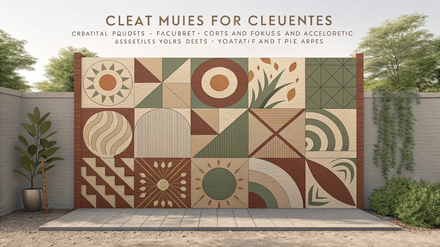 Mural geométrico en tonos tierra